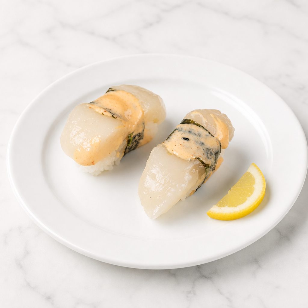 Spicy Hotate Nigiri.
